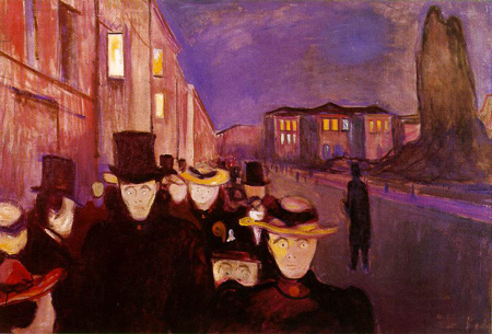 munch-tarde-en-la-calle-karl-johann1892 E. Munch. Tarde en la calle Karl Johann. 1892