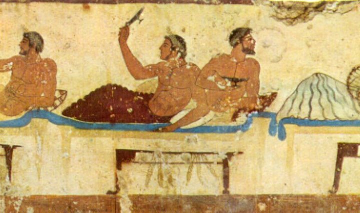 Symposium. Pared norte de la Tumba del Nadador. Paestum, 470 a. C.