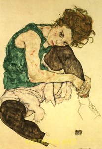 Schiele, Seated Woman with Bent Knee, 1917 Narodni Galerie, Prague.